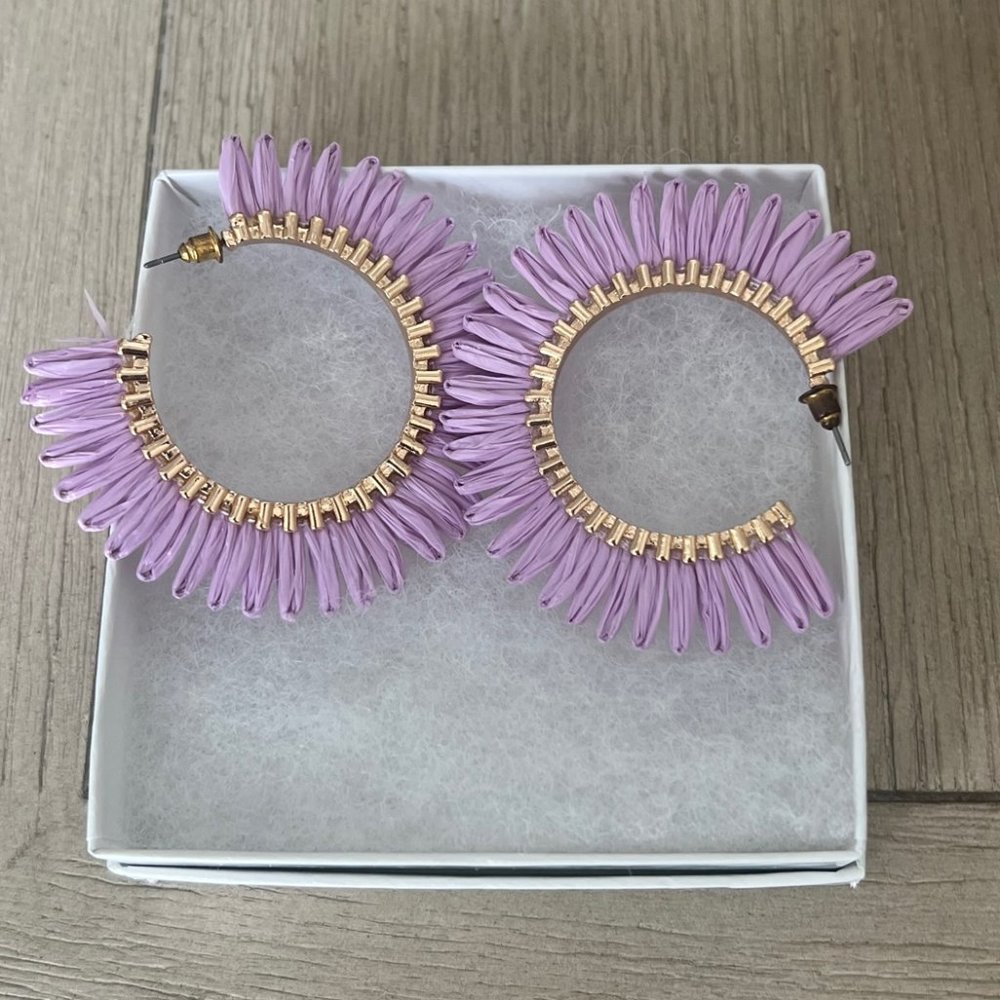 Lavender earrings hoop round purple New